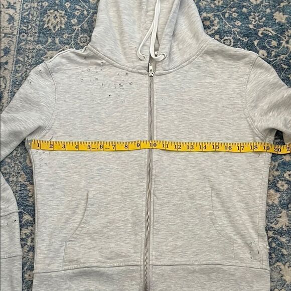 Free People Distressed Rips Holes Cropped Zipper Gray Women's Hoodie Sweatshirt - Picture 11 of 12
